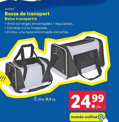 Oferta de Zoofari - Bolsa Transportin por 24,99€ en Lidl