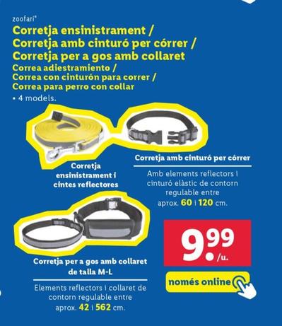 Oferta de Zoofari - Correa Adiestramiento / Correa Con Cinturon Para Correr / Correa Para Perro Con Collar por 9,99€ en Lidl