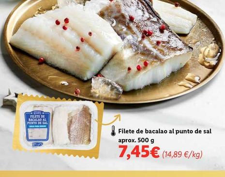 Oferta de Filete De Bacalao Al Punto De Sal por 7,45€ en Lidl