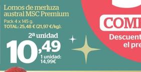 Oferta de Lomos De Merluza Austral Msc 4u 580g Premium por 14,99€ en La Sirena