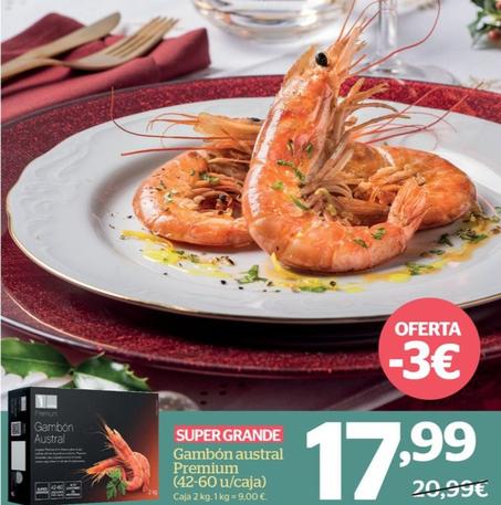 Oferta de Gambón Austral Premium (42-60 U/caja) por 17,99€ en La Sirena