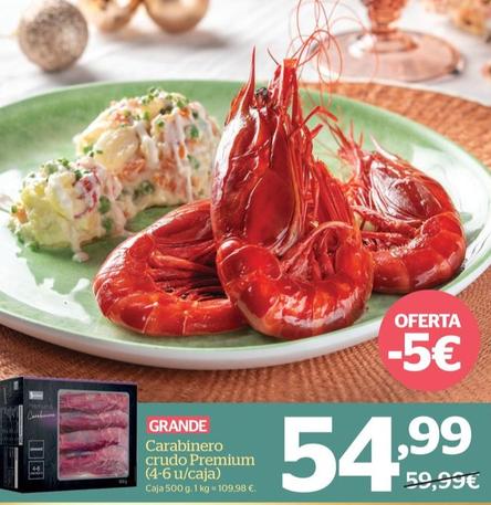 Oferta de Carabinero Crudo Premium (4-6 U/caja) por 54,99€ en La Sirena