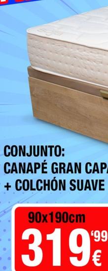 Oferta de Conjunto: Canapé Gran Cap + Colchón Suave por 319,99€ en Muebles El Rebajón