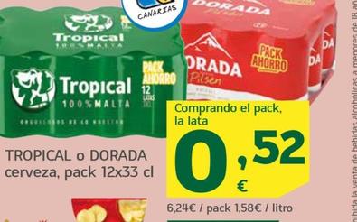 Oferta de Tropical Cerveza por 0,52€ en HiperDino