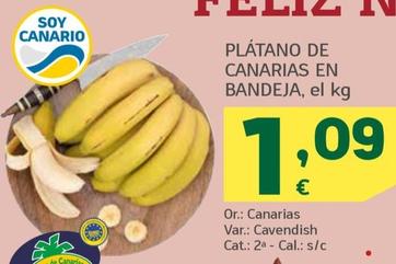 Oferta de Platano De Canarias En Bandeja por 1,09€ en HiperDino