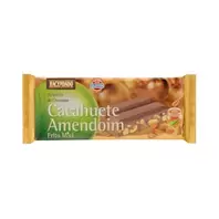 Oferta de Turrón de chocolate y cacahuete frito con miel Hacendado por 1,9€ en Mercadona