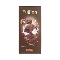 Oferta de Chocolate con leche Fussion Hacendado relleno cremoso, avellanas y barquillo crujiente por 1,35€ en Mercadona