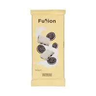 Oferta de Chocolate blanco Fussion Hacendado galletas al cacao por 1,35€ en Mercadona