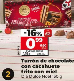 Oferta de Turron De Chocolate Con Cacahuete Frito Con Miel por 0,99€ en Dia