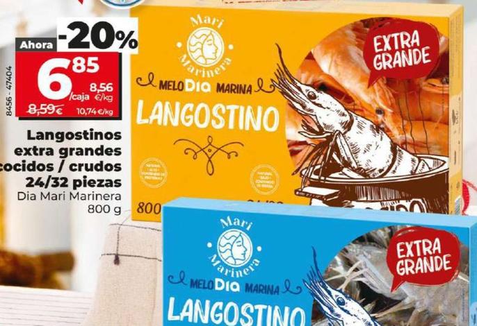 Oferta de Langostinos Extra Grandes Cocidos/ Crudos por 6,85€ en Dia