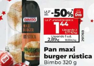Oferta de Pan Maxi Burger Rustica por 2,89€ en Dia