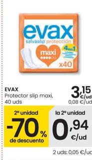 Oferta de Protector Slip Maxi 40 Uds por 3,15€ en Eroski