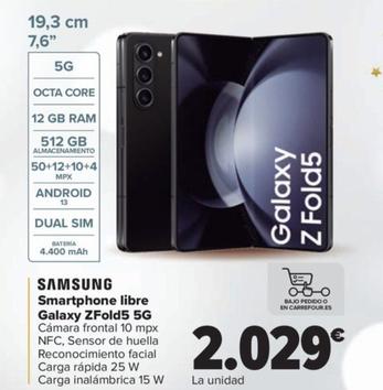 Oferta de Smartphone Libre Galaxy Zfold5 5g por 2029€ en Carrefour
