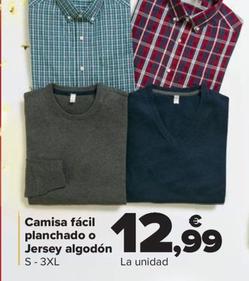 Oferta de Camisa Fácil Planchado O Jersey Algodón por 12,99€ en Carrefour