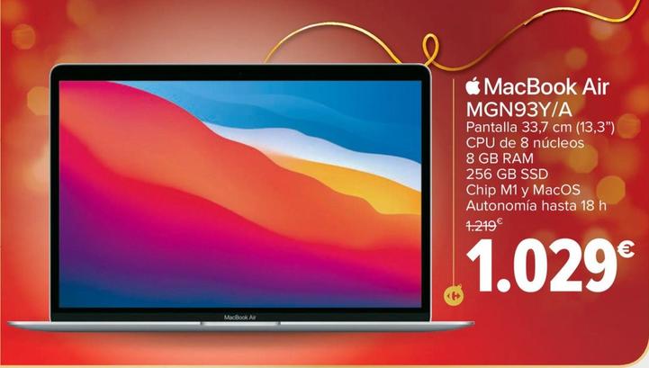 Oferta de Macbook Air MGN93Y/A por 1029€ en Carrefour