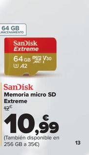 Oferta de Memoria Micro Sd Extreme por 10,99€ en Carrefour