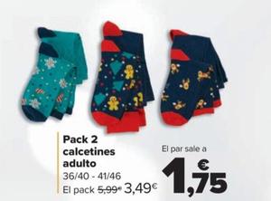 Oferta de Pack 2 Calcetines Adulto por 1,75€ en Carrefour