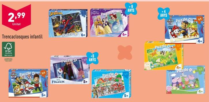 Oferta de Trencaclosques Infantil por 2,99€ en ALDI