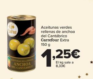 Aceitunas verdes rellenas de anchoa Carrefour 600 g.