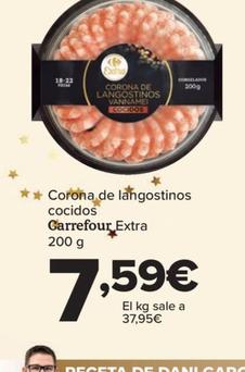 Oferta de Corona De Langostinos Cocidos Extra por 7,59€ en Carrefour