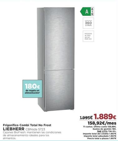 Oferta de Frigorífico Combi Total No Frost Cbnsda 5723 por 1889€ en El Corte Inglés