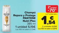 Oferta de Champu Repara Y Protege Nutri Plex por 5,15€ en Carrefour Market