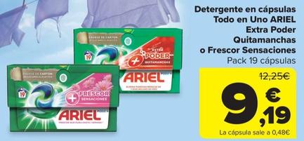 Oferta de Detergente En Capsulas Todo En Uno Extra Poder Quitamanchas O Frescor Sensaciones por 9,19€ en Carrefour Market
