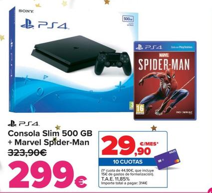 Oferta de Consola Slim 500 Gb + Marvel Spider-man por 299€ en Carrefour