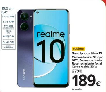 Oferta de Realme - Smartphone Libre 10 por 189€ en Carrefour