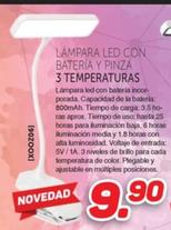 Oferta de Lámpara Led Con Batería Y Pinza 3 Temperaturas por 9,9€ en Mandatelo.com