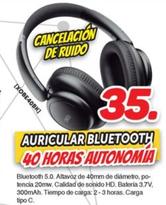 Oferta de Auricular Bluetooth 40 Horas Autonomía por 35€ en Mandatelo.com