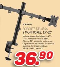 Oferta de Soporte De Mesa 2 Monitores por 36,9€ en Mandatelo.com