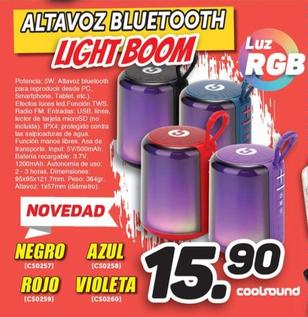 Oferta de Coolsound - Altavoz Bluetooth Light Boom por 15,9€ en Mandatelo.com