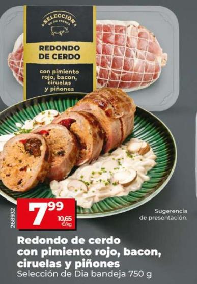 Oferta de Redonadp De Cerdo - Con Pimiento Rojo,bacon,ciruelas Y Pinones por 7,99€ en Dia
