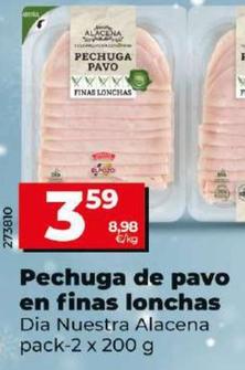 Oferta de Pechuga De Pavo En Finas Lonchas por 3,59€ en Dia