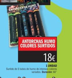 Oferta de Antorchas Humo Colores Surtidos por 18€ en Hipercohete