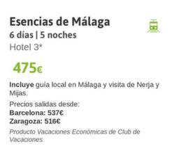 Oferta de Esencias De Malaga por 475€ en Viajes El Corte Inglés