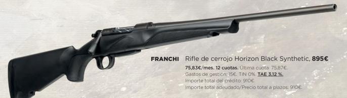 Oferta de Franchi Rifle De Cerrojo Horizon Black Synthetic por 75,87€ en El Corte Inglés