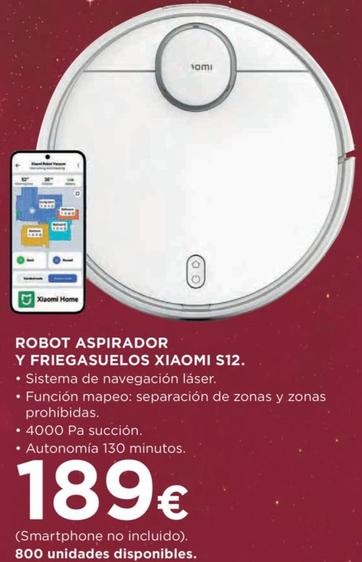 Robot aspirador y friegasuelos Xiaomi Vacuum S12 con sistema de navegación  láser · XIAOMI · El Corte Inglés