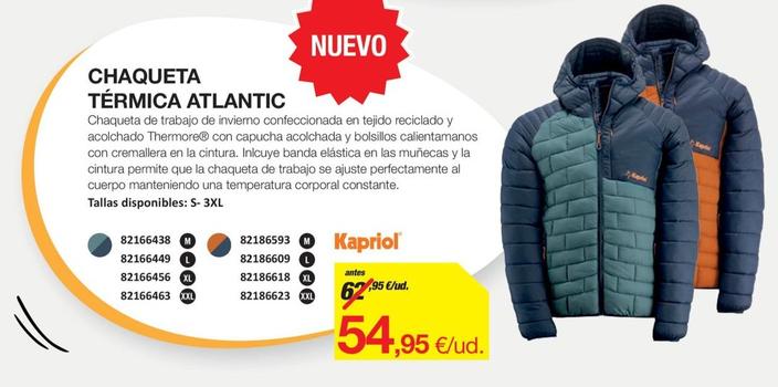Oferta de Chaqueta Térmica Atlantic por 54,95€ en Distriplac