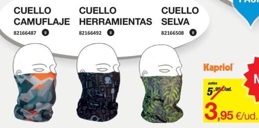 Oferta de Kapricol - Cuello Camuflaje, Herramienta, Selva por 3,95€ en Distriplac