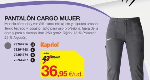Oferta de Kapricol - Pantalon Cargo Mujer por 36,95€ en Distriplac