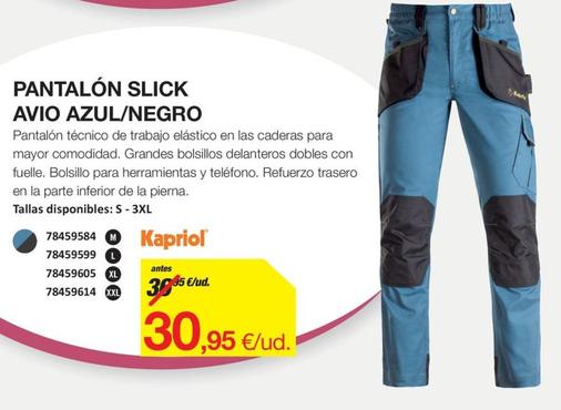 Oferta de Pantalones Slick Avio Azul/Negro por 30,95€ en Distriplac