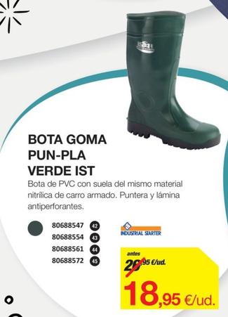 Oferta de Bota Goma Pun-Pla Verde Ist por 18,95€ en Distriplac