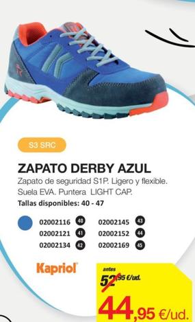 Oferta de Zapato Derby Azul por 44,95€ en Distriplac