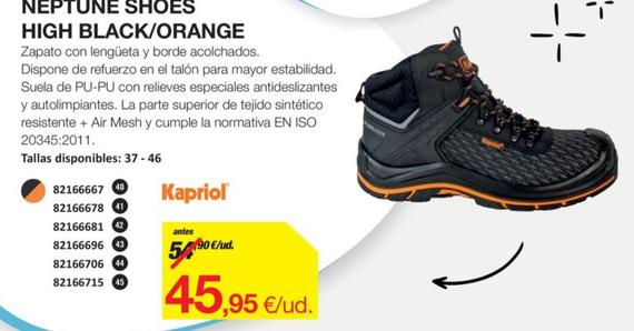 Oferta de Kapriol - Neptune Shoes High Black/Orange por 45,95€ en Distriplac