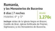 Oferta de Rumania, Y Los Monasterios De Bucovina por 1270€ en Viajes El Corte Inglés