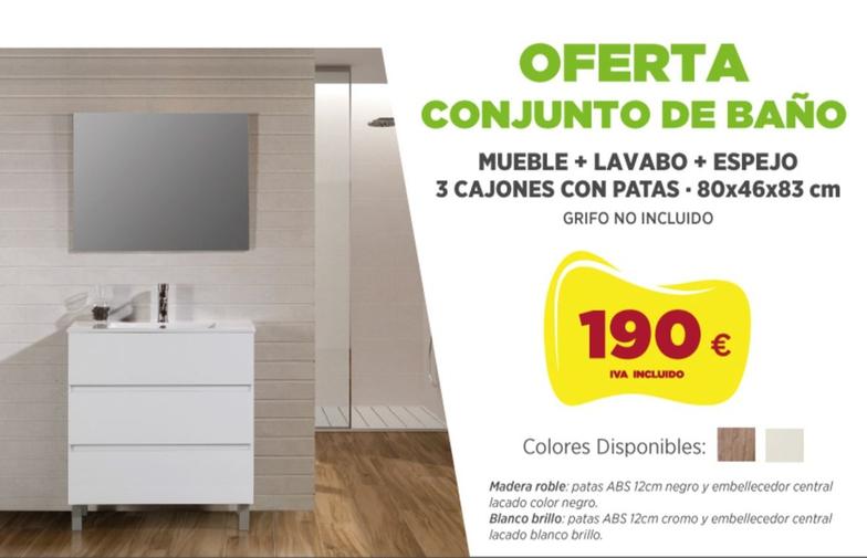 Oferta de Mueble + Lavabo + Espejo 3 Cajones Con Patas por 190€ en BdB