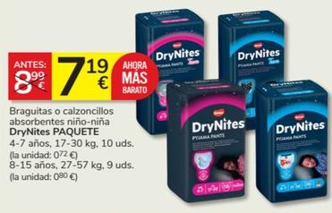 Braguitas Absorbentes DryNites para Niñas 4-7 Años · Huggies · 10 unidades