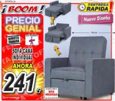 Oferta de Sofa Cama Individual por 241€ en Muebles Boom